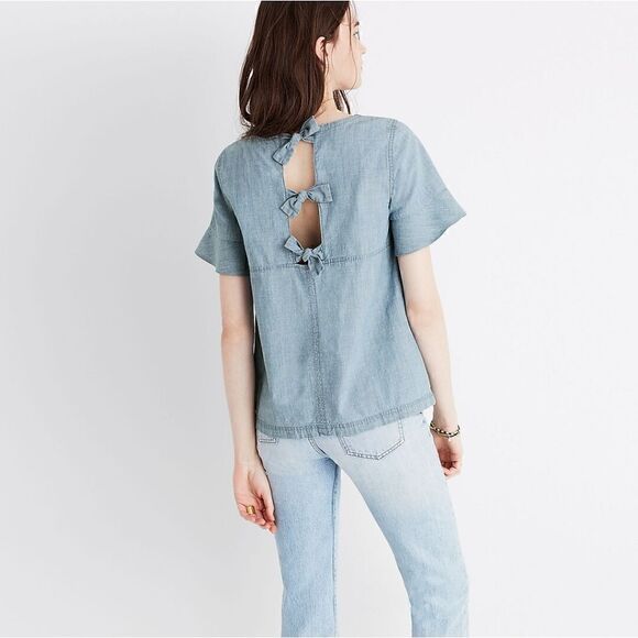 Madewell Chambray Tie-Back Top XXS - Picture 1 of 9